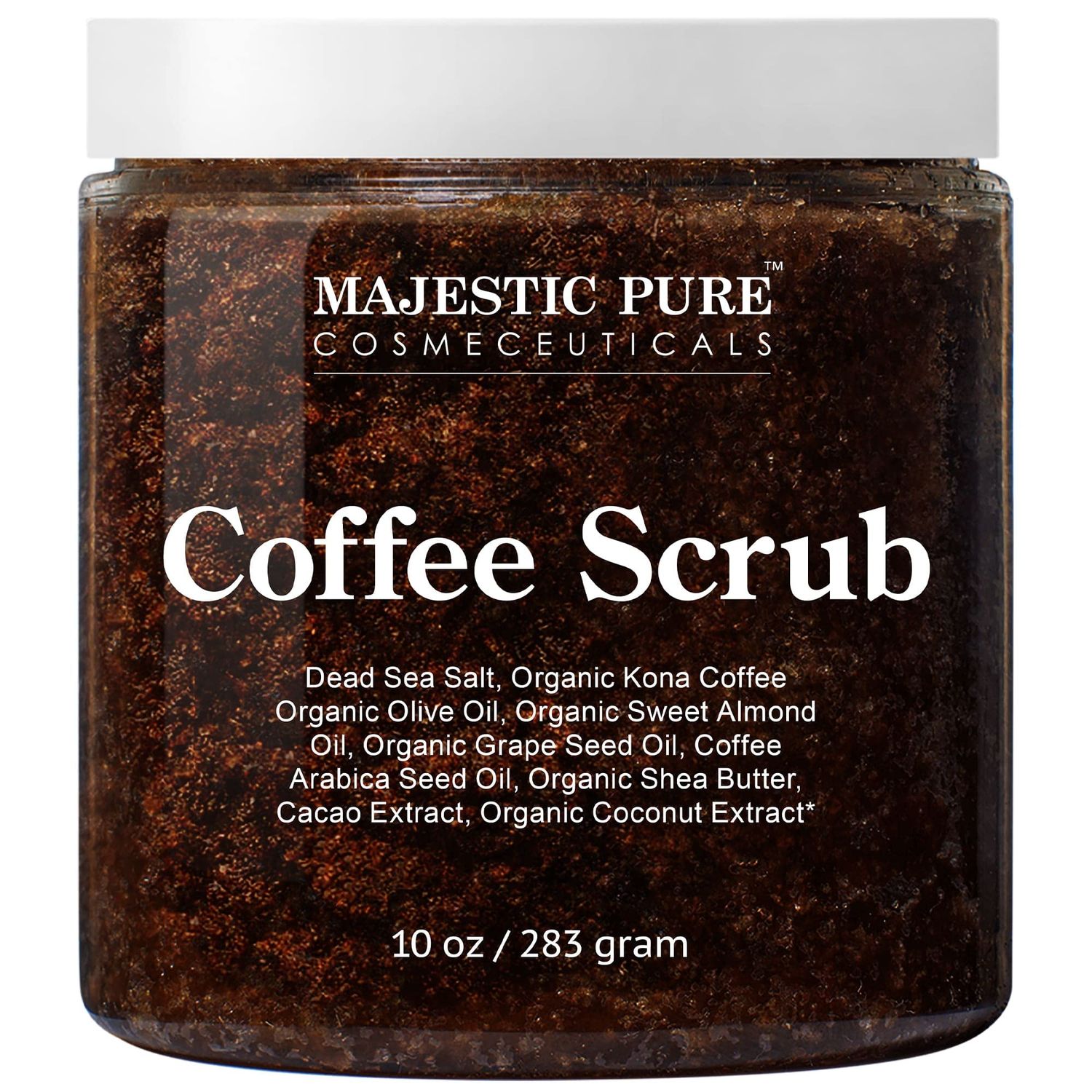 MAJESTIC PURE Arabica Coffee Scrub - All Natural Exfoliating Body Scrub for Skin Care, Stretch Marks, Acne &amp; Cellulite, Reduce the Look of Spider Veins, Eczema, Age Spots &amp; Varicose Veins - 10 Ounces