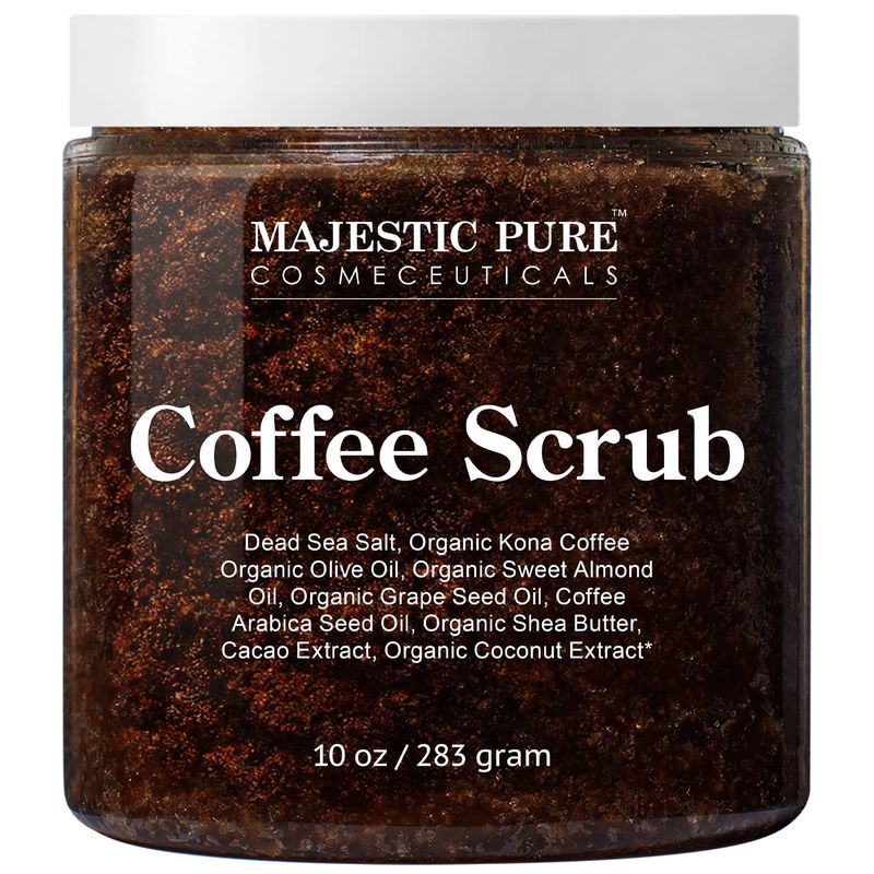 MAJESTIC PURE Arabica Coffee Scrub - All Natural Exfoliating Body Scrub for Skin Care, Stretch Marks, Acne &amp; Cellulite, Reduce the Look of Spider Veins, Eczema, Age Spots &amp; Varicose Veins - 10 Ounces