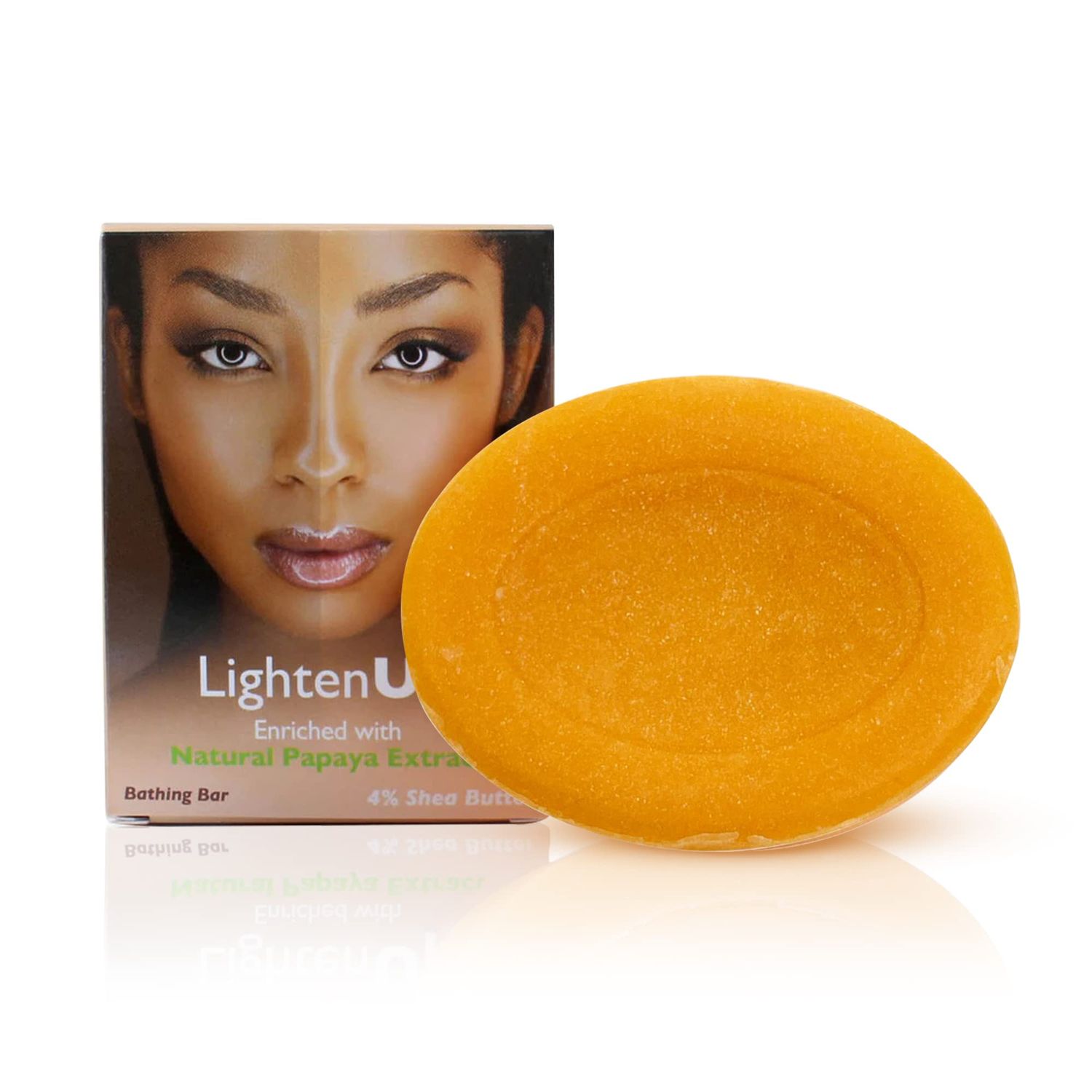 LightenUp Papaya Soap - 13.5 fl oz / 100 g- Natural Papaya Soap Bar - Moisturizing Exfoliating Soap with Papaya Extract, Coconut Oil &amp; 4% Shea Butter - Brightening Bath Soap for All Skin Types