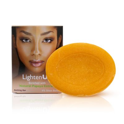LightenUp Papaya Soap - 13.5 fl oz / 100 g- Natural Papaya Soap Bar - Moisturizing Exfoliating Soap with Papaya Extract, Coconut Oil &amp; 4% Shea Butter - Brightening Bath Soap for All Skin Types