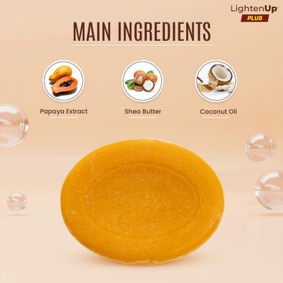 LightenUp Papaya Soap - 13.5 fl oz / 100 g- Natural Papaya Soap Bar - Moisturizing Exfoliating Soap with Papaya Extract, Coconut Oil &amp; 4% Shea Butter - Brightening Bath Soap for All Skin Types