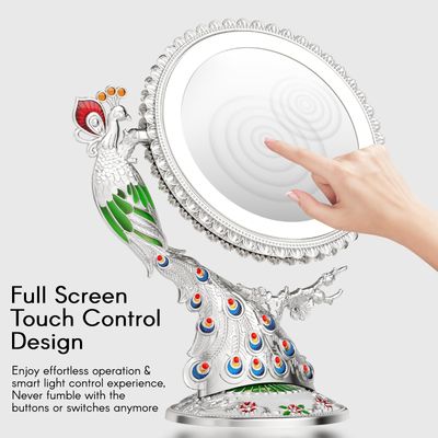 Makeup Mirror with Lights and 1X/7X Magnification - Phoenix Baroque Style Vanity Mirror - Gifts for Women Birthday Gifts for Women Mom Her, Aesthetic Home Decor (Pearl Nickle)