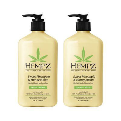 Hempz Body Lotion - Sweet Pineapple &amp; Honey Melon Daily Moisturizing Cream, Shea Butter, Aloe, Orange Extract Body Moisturizer - Skin Care Products, Hemp Seed Oil - 17 fl oz, 2-Pack Bundle