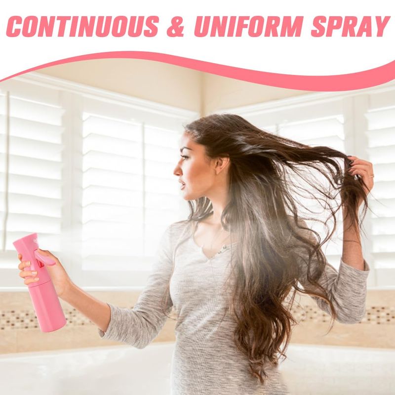 XSBAIHUO Empty Spray bottles, Spray Water Bottle Fine Mist Refillable, Continuous Spray Bottle for Hair, Skin Care, Planting, Showering Pets, Travel, Cleaning &amp; Home (Pink)