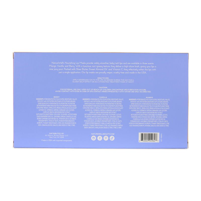 NATURE WELL Hydrating Lip Masks Variety Pack, Includes Mango, Vanilla &amp; Berry Scents, High-Shine, Non-Greasy, Conditioning &amp; Softening, 0.70 Ounce (Pack of 3)