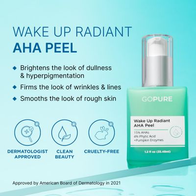 Wake Up Radiant AHA Peel - Gentle Resurfacer, Visibly Brightens Dark Spots, Smooths the Look of Rough Skin & Visibly Firms Lines, Great For All Skin Types
