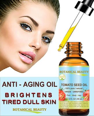 TOMATO SEED OIL 100% Pure Natural Virgin Unrefined Cold-pressed Carrier Oil 2 Fl oz 60 ml For Face, Skin, Body, Hair, Lip, Nails. Rich in Vitamin E, Lycopene by Botanical Beauty