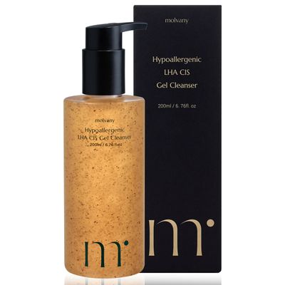 molvany LHA CIS Gel Cleanser - Low pH Korean Facial Wash Skincare for Pore Shrinking, Face Moisturizing, Makeup, Whitehead &amp; Blackhead Remover - 6.76 fl. oz