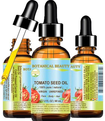 TOMATO SEED OIL 100% Pure Natural Virgin Unrefined Cold-pressed Carrier Oil 2 Fl oz 60 ml For Face, Skin, Body, Hair, Lip, Nails. Rich in Vitamin E, Lycopene by Botanical Beauty