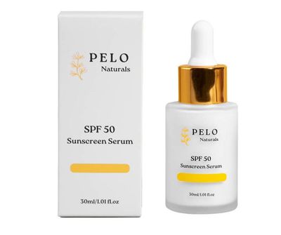 PELO Naturals Sunscreen Serum For Face SPF50, Skin Protection, Mineral Broad Spectrum Sunscreen With Zinc Oxide &amp; Titanium Dioxide, Fast-Absorbing, Dewy Finish Primer, Lightly Scented