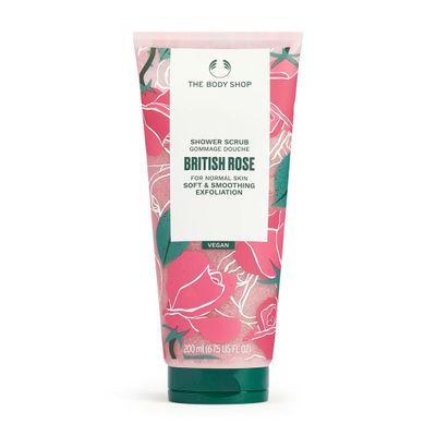 The Body Shop British Rose Shower Scrub - Soft &amp; Smooth Exfoliation For Normal Skin - Vegan - 6.75 Fl Oz