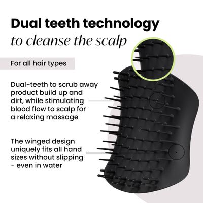 TANGLE TEEZER Scalp &amp; Shampoo Hairbrush, to Exfoliate, Massage, and Cleanse, for All Hair Types, Onyx Black