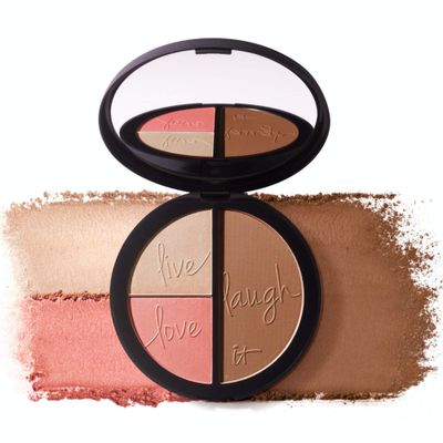 IT Cosmetics Your Most Beautiful You Anti-Aging Matte Bronzer, Radiance Luminizer &amp; Brightening Blush Palette - With Hydrolyzed Collagen, Silk &amp; Peptides - 0.78 Oz