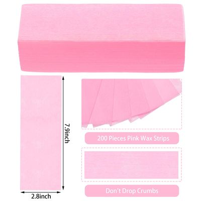 Maitys Waxing Strips, 200 Pieces Pink Non-Woven Removal Wax Strip Facial Body Wax Strip Sheet for Legs, Bikini Cleaning and Removal