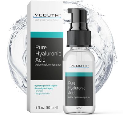 YEOUTH Pure Hyaluronic Acid Serum for Face 100%, Hydrating Serum for Dry &amp; Dull Skin, Moisturizing Serum, Hyaluronic Serum for Face, Women &amp; Men Face Serum 1oz