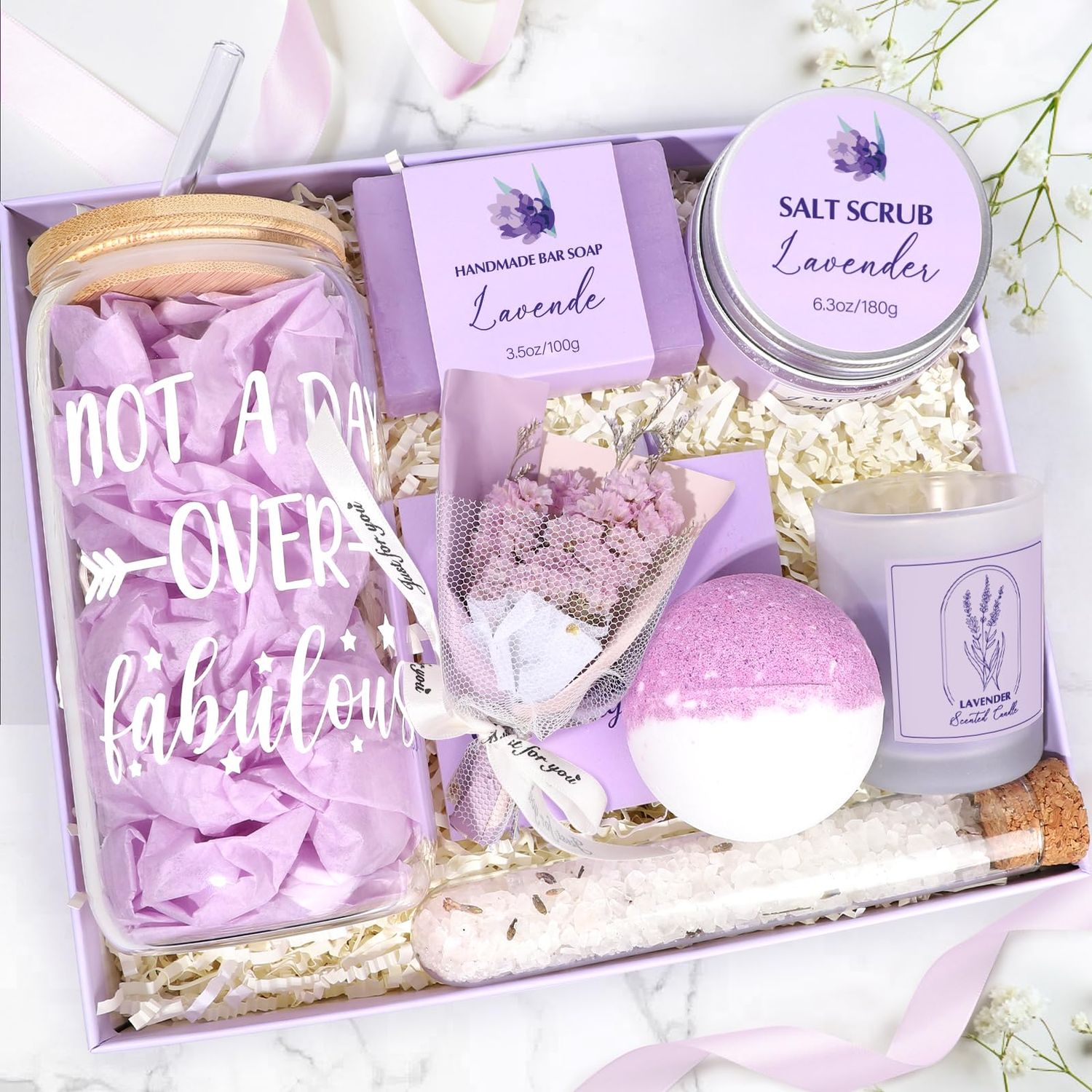 Spa Gift Baskets for Women, Birthday Gifts for Women, Lavender Gifts Set, Relaxing Spa Gift Box, Bath and Body Gift Set for Her Mom Wife Sister, Self Care Gifts for Women Valentines Mother&#39;s Day Gifts