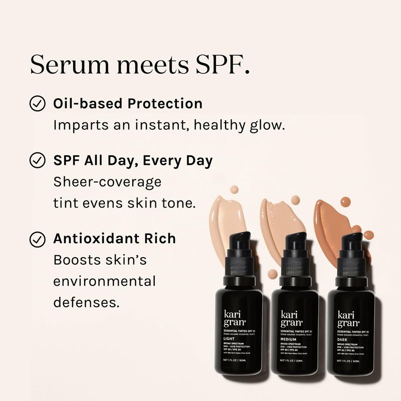 Kari Gran Essential Tinted SPF, Anti-Aging Tinted Moisturizing Sunscreen