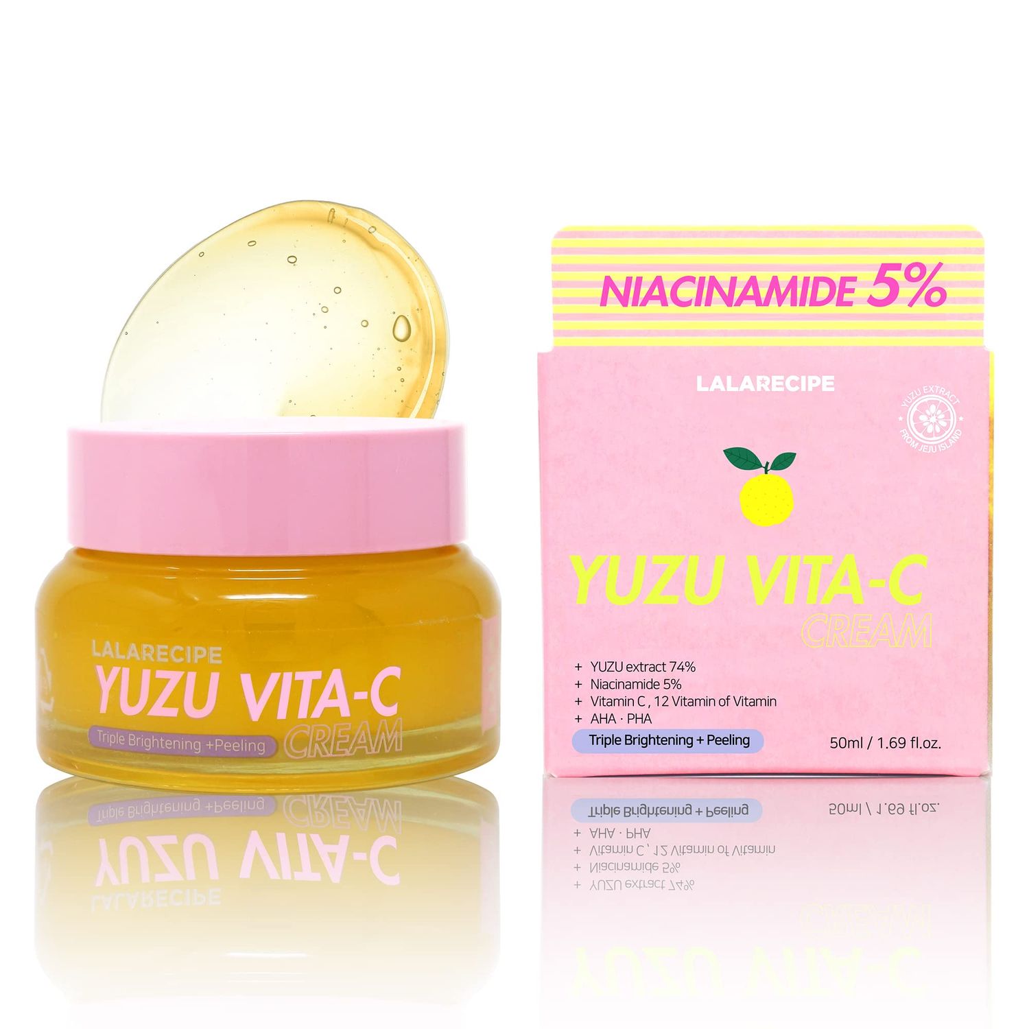 LALARECIPE Yuzu Vita C Face Cream | Korean Skincare Illuminating Moisturizer for Dark Spots &amp; Radiant Skin with Niacinamide | Hydrating Daily Face Cream with Vitamin C (1.69 fl oz)