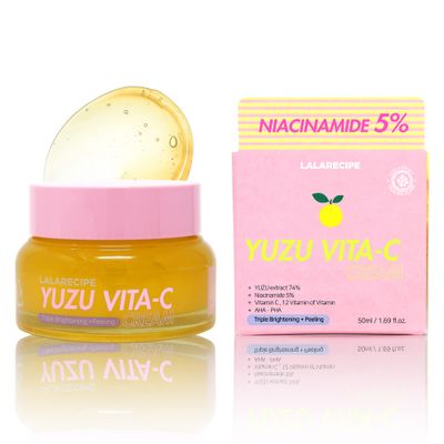 LALARECIPE Yuzu Vita C Face Cream | Korean Skincare Illuminating Moisturizer for Dark Spots &amp; Radiant Skin with Niacinamide | Hydrating Daily Face Cream with Vitamin C (1.69 fl oz)