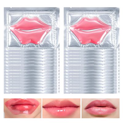 PERVALA 30Pcs Moisturizing Collagen Crystal Lip Mask, Lip Care Gel Pads for Dry Lips, Lip Patches, Reduce lip Wrinkles, Remove Chapped Skin, Firming &amp; Hydrating &amp; Plumping Your LipsPink