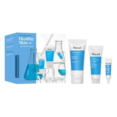 Murad Acne Trial Kit - Clear Breakouts + Control Oil 3-Piece Trial Kit ($50 Value) - Clarifying Cleanser 2Fl Oz, Rapid Relief Acne Treatment 0.25Fl Oz, Oil &amp; Pore Mattifer SPF 45 0.8Fl Oz