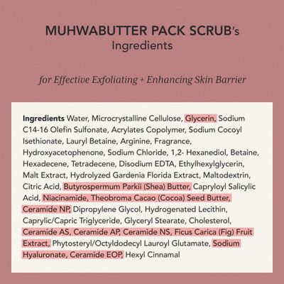 WHIPPED VEGAN PACK SCRUB MUHWABUTTER 210g (7.40 oz) - Made with Fig & Cacao Butter | Chewy Gelato Texture with Ceramide & Niacinamide, No Sugar or Salt, for Face & Body