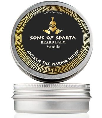 Sons Of Sparta Vanilla Beard Balm For Men - Beard Butter For Men - All Natural with Shea Butter, Argan Oil, Jojoba Oil, Bees wax - Beard Softener - Beard Conditioner (1 Pack, 2oz)