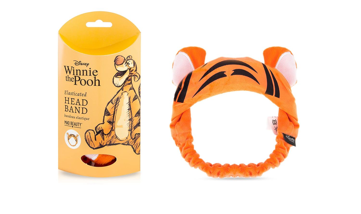 MAD Beauty Disney Tigger Make-Up Headband Winnie the Pooh Soft Elasticated Design, Keeps Hair Tucked Away for Skincare &amp; Make-Up, Applying Creams | Comfortable, Soft | Fun Gift for Disney Fans