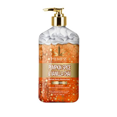 Hempz Limited Edition Pumpkin Spice &amp; Vanilla Chai Herbal Body Lotion, for men or women, vegan and gluten free, 17 oz