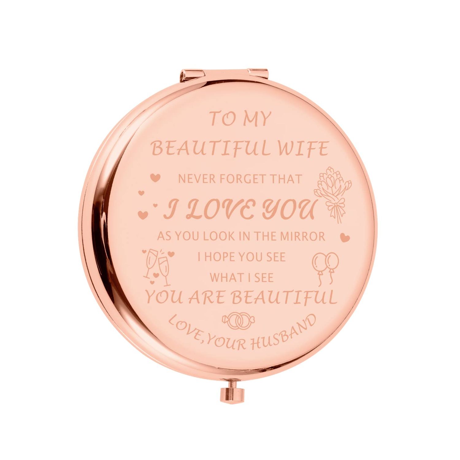 XPENMULBOJA Valentine Day for Wife Birthday Gift Idea Mother Day Anniversary for Wife Compact Mirror for Her Mirror Wife Gifts from Husband, Gift for Wifey Valentine Day Gifts for her