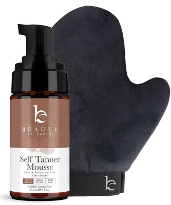 Self Tanner Tanning Mousse Kit - USA Made with Natural &amp; Organic Ingredients, Self Tanner Mousse and Mitt, Self Tan Kit, Fake Tan Tanning Foam, Fair to Medium Sunless Tanner, Self Tanners Best Sellers