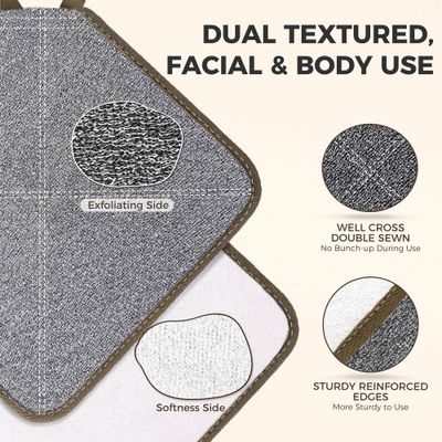 ZOMCHI 3 Pack Exfoliating Washcloth, Premium Facial and Body Wash Cloths with Softness and Scrubbing Two Sides, Bath Cloths for Women and Men (Smoke)