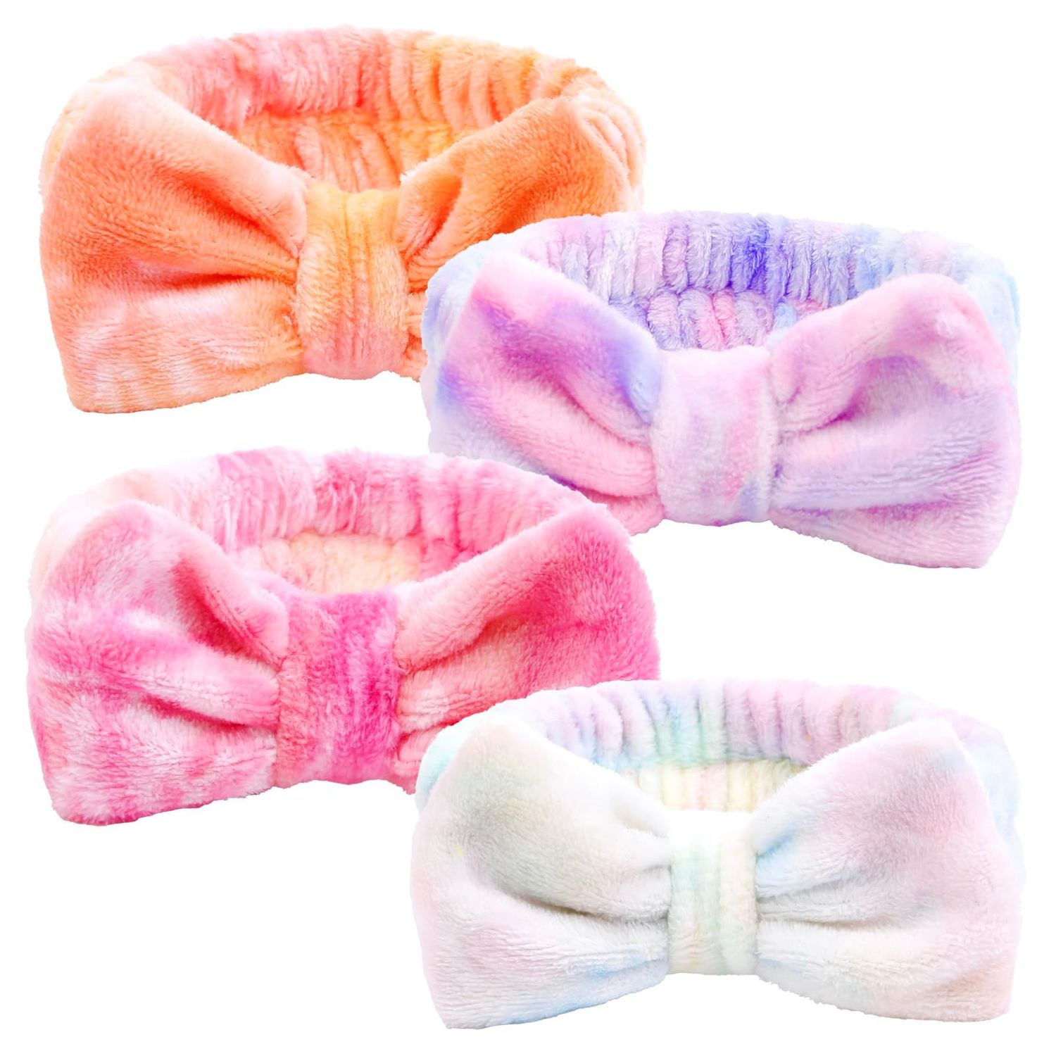 Spa Headband for Women Washing Face Girls Skincare Headbands Makeup Tie Dye Face Wash Head Band Spa Gifts for Women Christmas Gifts for Teen Girls Bow Hair Bands for Washing Face