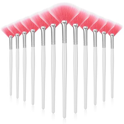 Ziliny 12 Pcs Soft Facial Fan Brush Blush Makeup Brush Face Mask Acid Applicator Multi Use Cosmetic Tools for Peel Mask Makeup for Mud Cream(Black)