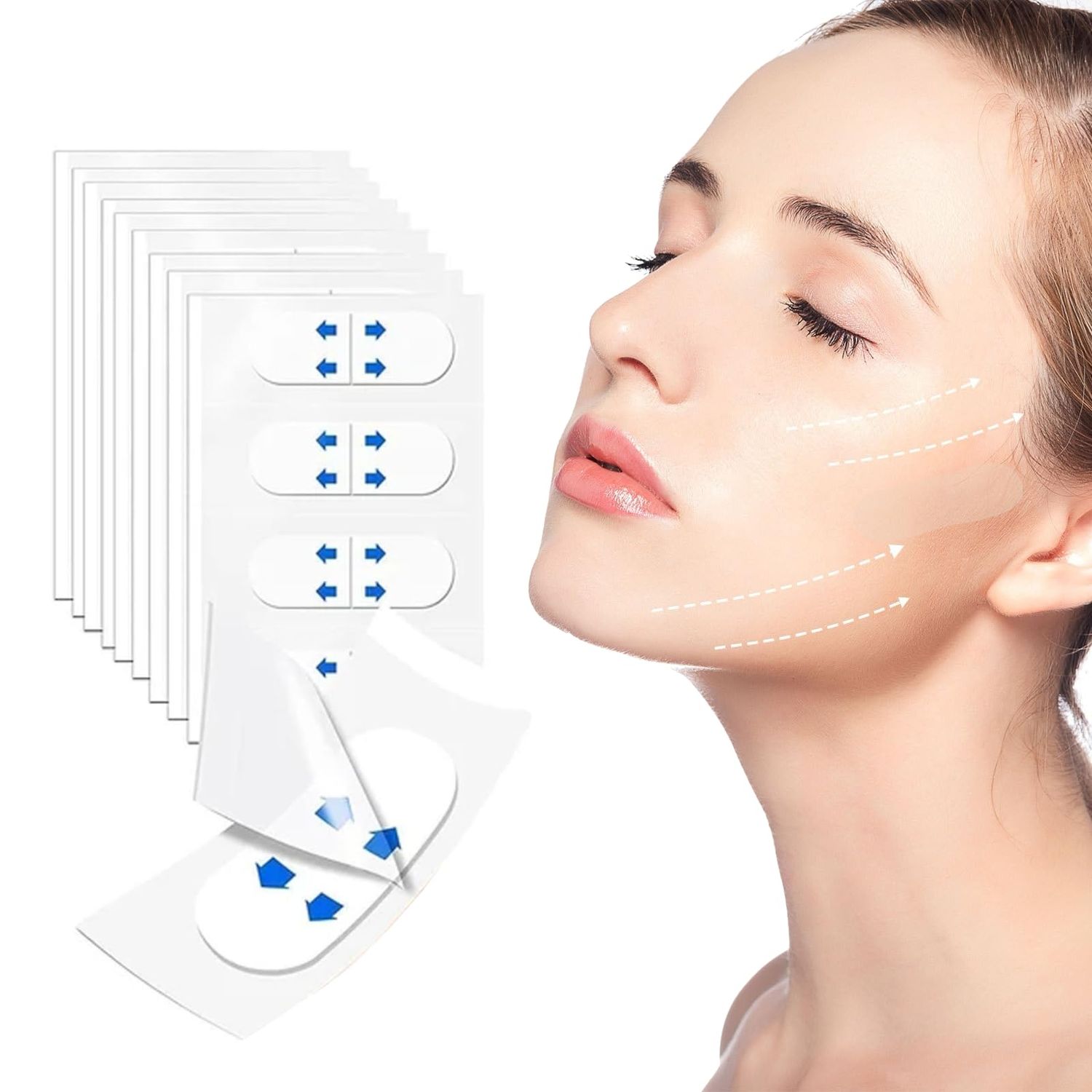 HIDOVETEC Face Lift Tape Invisible,132PCS Face Lift Tapes, Face Lift Tape for Double Chin Wrinkles Lifting Saggy Skin, Lift Face Lifter Tape