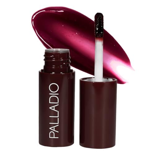 Palladio Jelly Tint, Liquid Stain for Cheeks &amp; Lips, Vivid Color Lip Stain, Lightweight Non-Sticky and Transfer-proof, Natural Finish Makeup, Wineberry
