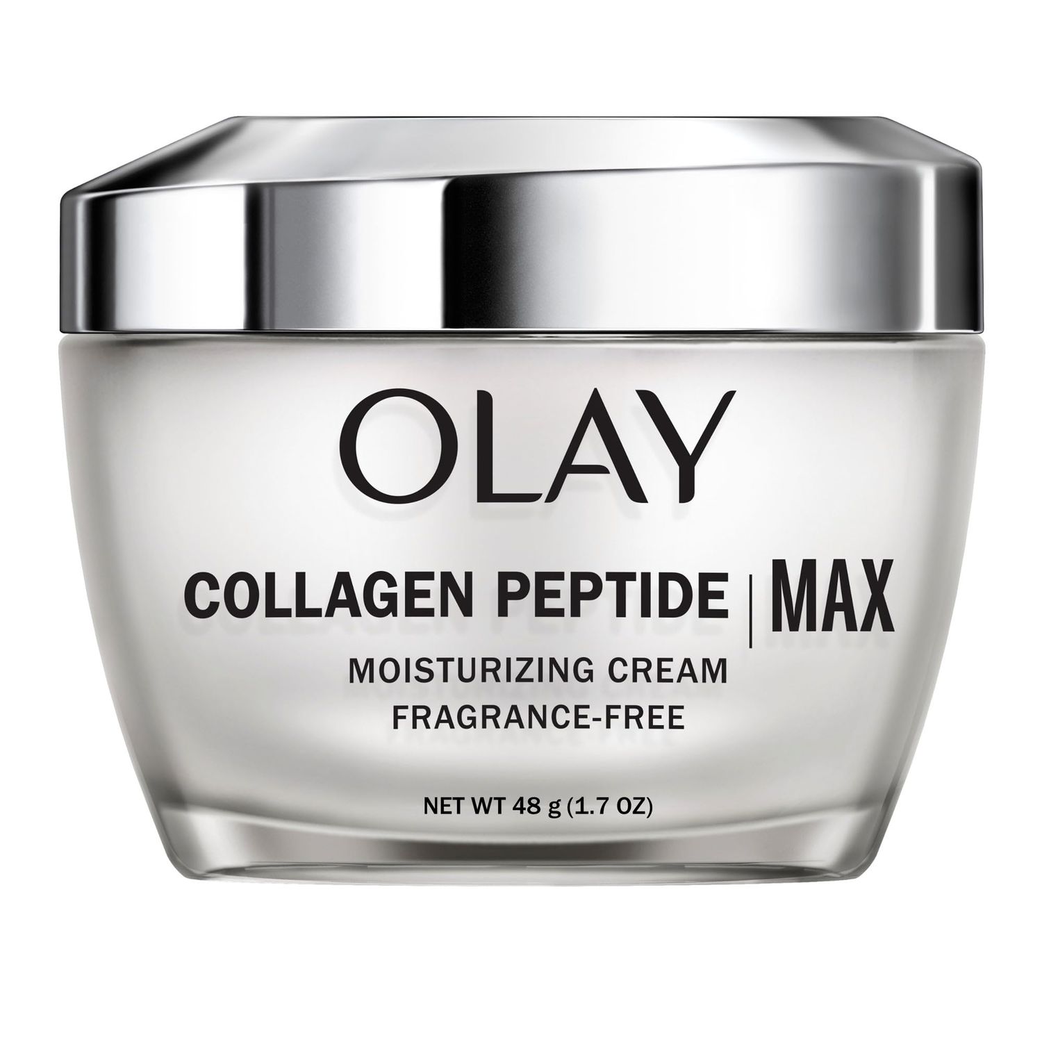 Olay Collagen Peptide MAX Face Moisturizer, Firm - Plump - Hydrate, Fragrance Free Cream with Vitamin B3, 1.7 oz