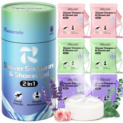 RUSEMLE Shower Steamers Aromatherapy, 6 Pack Shower Bombs &amp; 6 Pack Body Wash, Birthday Gifts for Women with Essential Oils, SPA Gifts for Women Mom, Valentines Day Gifts for Her, Him, Mom, Wife