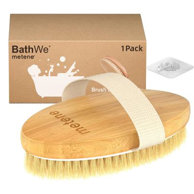 Metene Dry Brushing Body Brush, Exfoliating Body Scrubbers, Natural Bristles for Dry Skin, Improve Circulation, Stop Ingrown Hairs, Reduce Acne and Cellulite