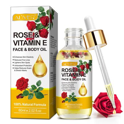 Rose Vitamin E Oil 60ml, Strong moisturizing Skin Super Care Anti-Aging Oil, Maintain Skin Softness, Reduce Wrinkles, Minimize Swelling Diminish Scars, Promotes even skin tone