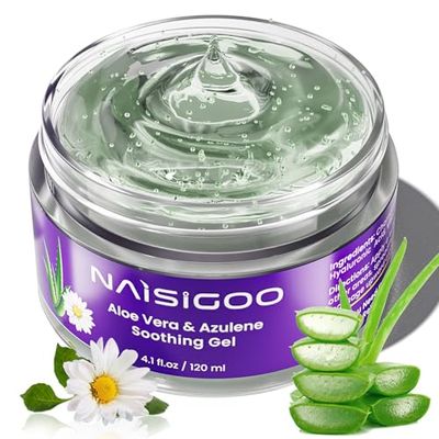 NAISIGOO Aloe Vera Gel for IPL Laser Hair Removal Women and Men in Face or Body, Soothes Skin After IPL Hair Removal, Chamomile Extracts, 4.1 Fl Oz