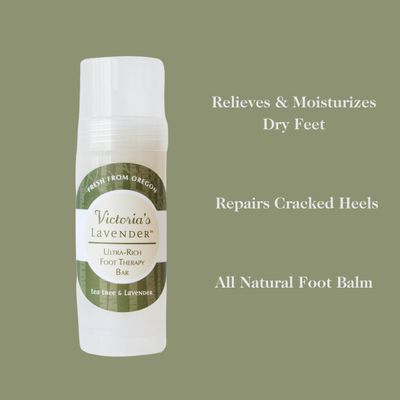 Victoria's Lavender Ultra Rich Foot Balm for Dry Cracked Feet - Cracked Heel Repair, Foot Softener, &amp; Moisturizer with Lavender &amp; Tea Tree Oil, Dry Feet Treatment &amp; Foot Care for Men &amp; Women - 3.4oz
