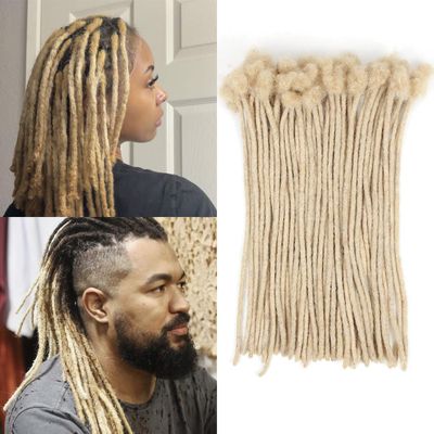 Vecago 12 inch 50 Strands Loc Extensions Human Hair, 0.4cm Width 100% Human Hair Dreadlock Extensions for Men/Women, Can be Dyed Soft Dreads Extensions,613#Blonde