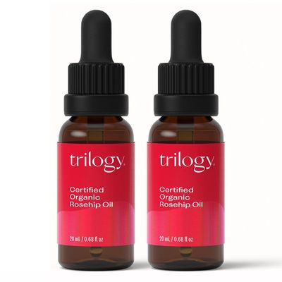 Trilogy Certified Organic Rosehip Oil Duo, Intensive Nourishment, Improves Appearance of Scars, Stretch Marks, Fine Lines, &amp; Wrinkles, 0.68 fl oz each