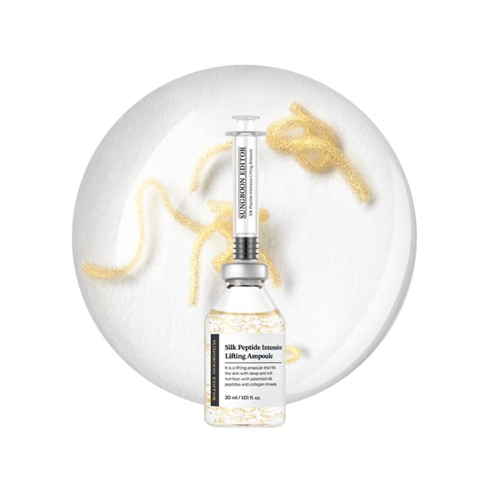 SUNGBOON EDITOR Silk Peptide Intensive Lifting Ampoule | Instant Fine Lines Smoothing &amp; Skin Tightening &amp; Firming Facial Ampoule Serum | Korean Skincare | 1.01 fl.oz.