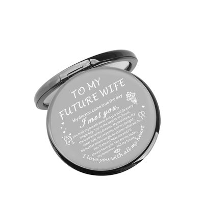 UJIMS to My Future Wife Gifts Bride to Be Makeup Mirror Engagement Gift for Soulmate Fiancee Wedding for Wife (FutureWifeBlackMirror)