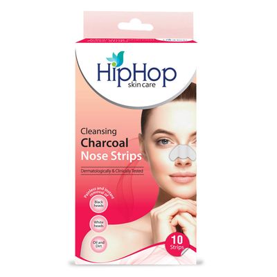 HipHop skin care Cleansing Charcoal Nose Strips (10 Strips) Blackheads Whiteheads Remover Pore Cleanser with Natural Extracts for Women All Skin Types