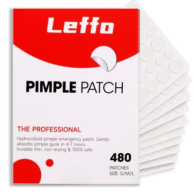 leffo 480 Counts Pimple Patches 3 Size Acne Patches - Hydrocolloid Patches for Covering Zits and Blemishes - Spot Stickers with Salicylic Acid - Tea Tree Oil &amp; Centella Asiatica