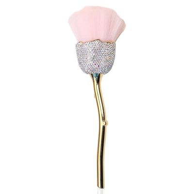 XEAOHESY 1 Piece Pink Rose Flower Makeup Brushes Inlay Clear AB Color Rhinestones Flower Blush Brush Super Large Face Powder Makeup Brushes Kabuki Brush for Powder Cosmetic Nail Dust Brush