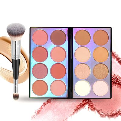 Joyeee Blush Contour Highlighter Makeup Palette, 16 Color All-in-One Matte Shimmer Bronzer Facial illuminator Palette with Makeup Brush, Long Lasting and Soft Powder, Pro Makeup Powder Kit